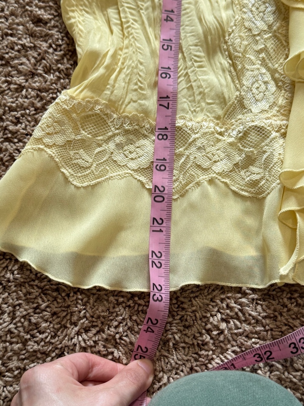 Vintage Y2K Ruffle and Lace Sheer Lemonade Yellow Blouse - Picture 6 of 9